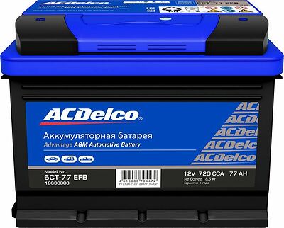 ACDelco GM Advantage EFB 19380008 77 А/ч 720 А (EN), прямая полярность, 278×175×190 мм