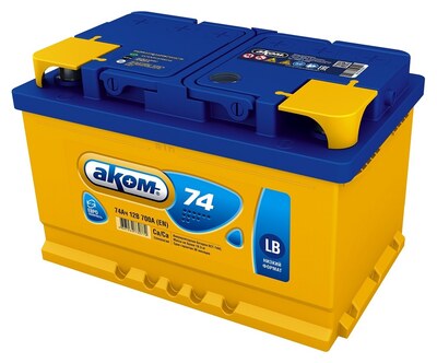 АКОМ LB 108074101 (6СТ-74VL) 74 А·ч 700 А (EN), обратная полярность, корпус LB3, 278×175×175 мм