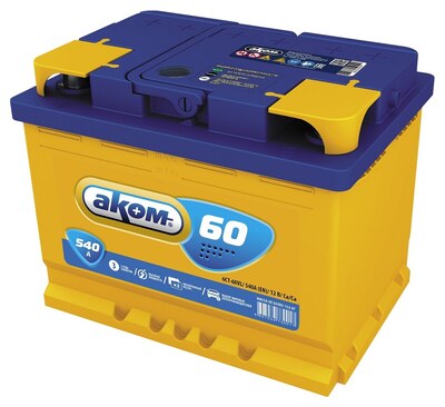 АКОМ Standart 6CT-60.1 LA 60 А/ч 540 А (EN), прямая полярность, корпус L2, 242×175×190 мм