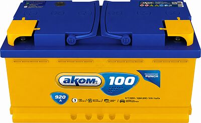 АКОМ Standart 6СТ-100 VL (6CT-100.0 LA) 100 А/ч 920 А, обратная полярность, 353×175×190 мм, EAN 4607034730598