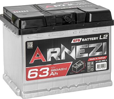 Arnezi EFB Start-stop 63 А/ч обратная конус стандарт (242x175x190)