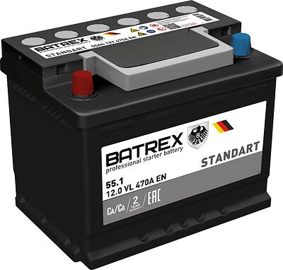 Batrex Standart 6СТ-55.1 VL 55 А/ч 470 А (EN), прямая полярность (242x175x190)