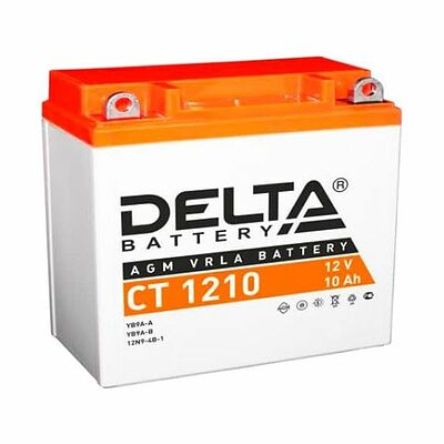 Delta CT 1210 10 А/ч 100 А (EN), прямая полярность, 137×77×135 мм