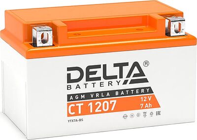 Delta CT 1207 7 А/ч 105 А (EN), прямая полярность, 150×86×94 мм