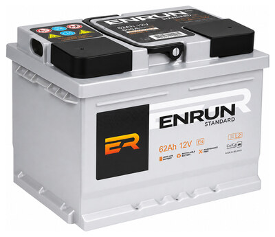 ENRUN Standard ES620 62 А/ч 600 А (EN), обратная полярность, 242×175×175 мм, LB2