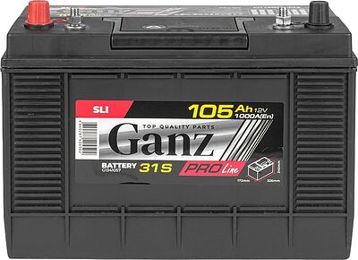GANZ PRO-Line DIN G1341057 105 А·ч 1000 А (EN), прямая полярность, 331x175x241 мм