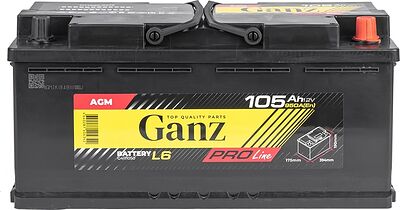 GANZ PRO-Line AGM G4111050 105 А·ч 950 А (EN), обратная полярность, 394x175x190 мм