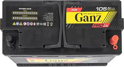 GANZ PRO-Line AGM G4111050 105 А·ч 950 А (EN), обратная полярность, 394x175x190 мм