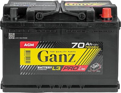 GANZ PRO-Line AGM G4060700 70 А·ч 720 А (EN), обратная полярность, 278x175x190 мм