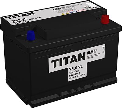 Titan Standart 6СТ-75.0 VL 75 А·ч 650 А (EN), обратная полярность, 278×175×190 мм