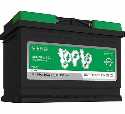 Topla AGM Stop&Go TAG70 (1031505) 70 А·ч 760 А (EN), обратная полярность, 278×175×190 мм