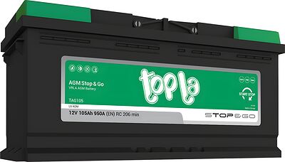 Topla AGM Stop&Go TAG105 (1031508) 105 А·ч 950 А (EN), обратная полярность, 394×175×190 мм