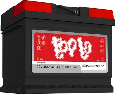 Topla Energy E45X (54403) 45 А·ч 420 А (EN), прямая полярность, 207×175×175 мм