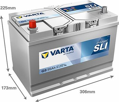 Varta Dynamic SLI G8 95 А/ч 830 А (EN), прямая полярность, 306x173x225 мм, ETN 595405083