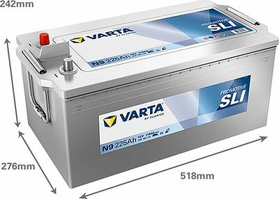 Varta ProMotive SLI N9 225 А/ч 1150 А (EN), прямая полярность, 518x276x242 мм, ETN 725103115