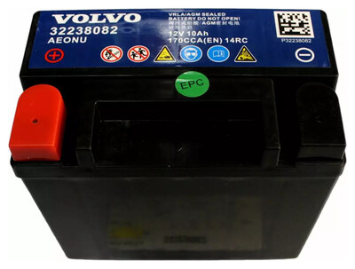 Вспомогательный аккумулятор Volvo Original 32238082 10 А/ч 170 А (EN), AGM, прямая полярность, 150×87×130 мм