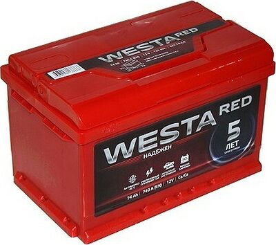 Westa Red 6СТ-74 74 А/ч, 760 А, прямая полярность (277x175x190)