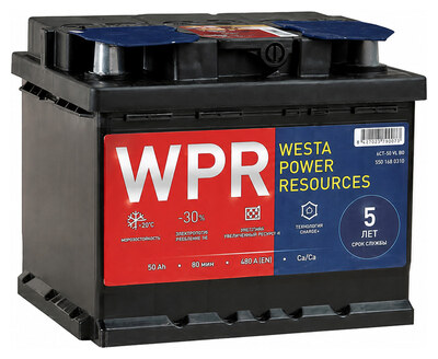 WPR Premium 550 106 310 50 А/ч 480 А (EN), обратная полярность, 207×175×175 мм