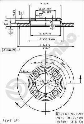 AP 14122 тормозной диск на MITSUBISHI LANCER IV (C6_A, C7_A)
