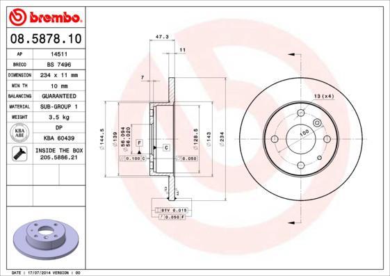 AP 14511 тормозной диск на DAIHATSU CHARADE III (G100, G101, G102)