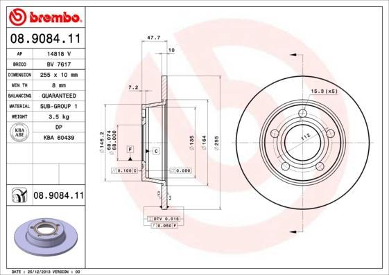 AP 14818 V тормозной диск на AUDI A6 (4B2, C5)