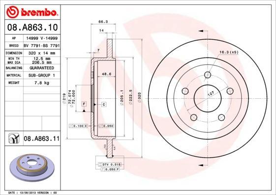 AP 14999 V тормозной диск на JEEP GRAND CHEROKEE III (WH, WK)
