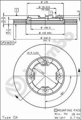 AP 24150 тормозной диск на NISSAN PRAIRIE (M10, NM10)