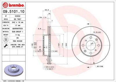 AP 24232 тормозной диск на HONDA ACCORD III (CA)