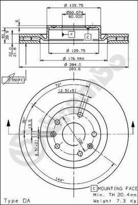 AP 24244 тормозной диск на MASERATI BITURBO (70, 77)