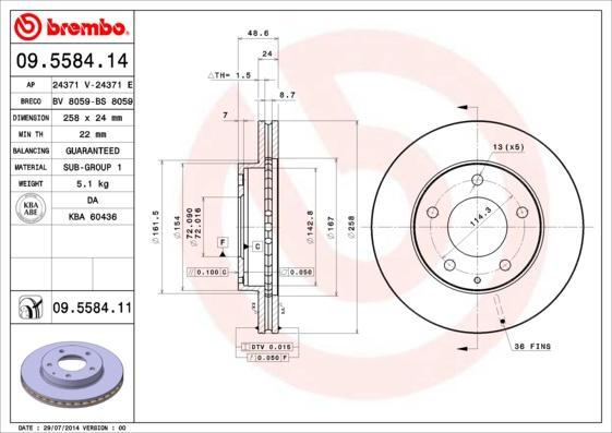 AP 24371 V тормозной диск на MAZDA 626 V Hatchback (GF)