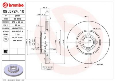 AP 24444 тормозной диск на AUDI 80 Avant (8C, B4)