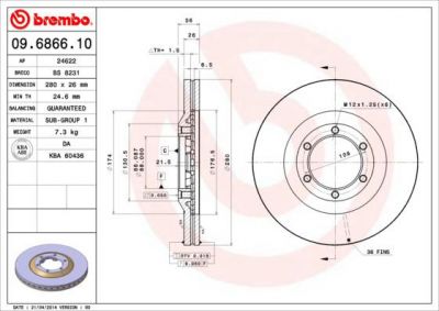 AP 24622 тормозной диск на OPEL FRONTERA B (6B_)
