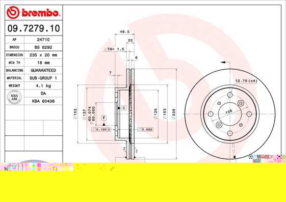 AP 24710 тормозной диск на SUZUKI BALENO (EG)