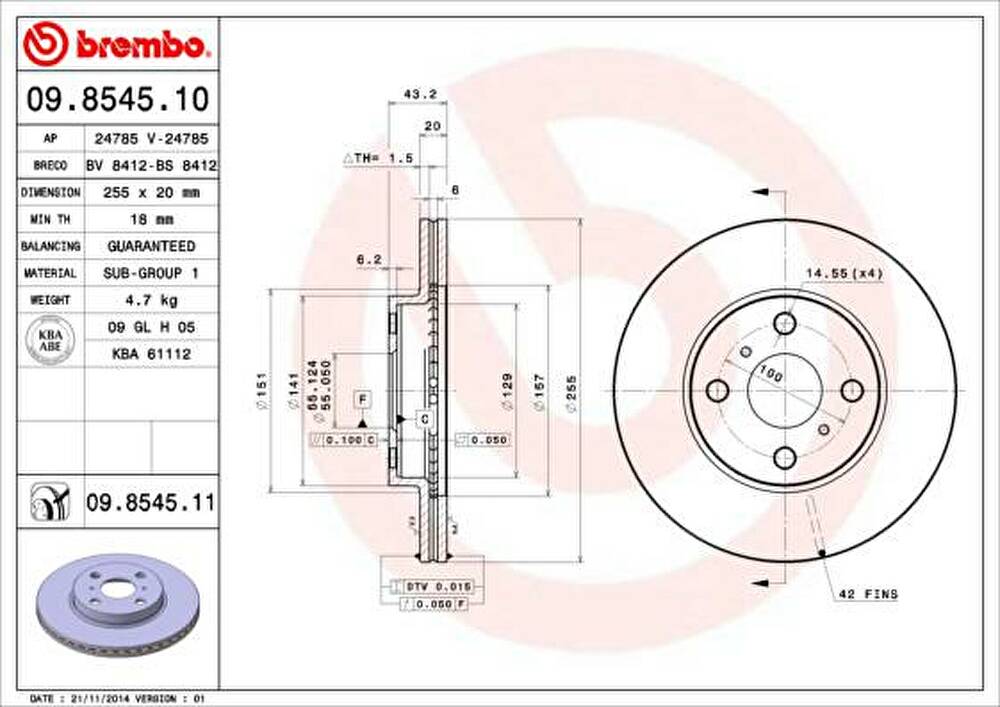 AP 24785 тормозной диск на TOYOTA YARIS (SCP1_, NLP1_, NCP1_)