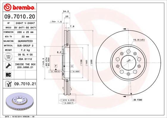 AP 24847 V тормозной диск на SKODA FABIA