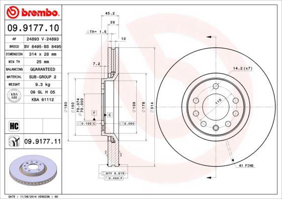AP 24893 V тормозной диск на SAAB 9-3 (YS3F)