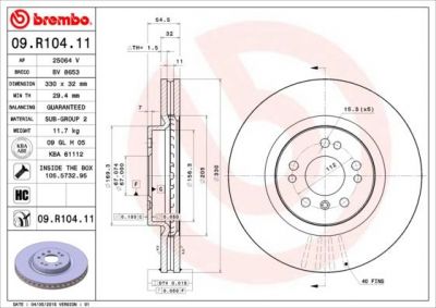 AP 25064 V тормозной диск на MERCEDES-BENZ M-CLASS (W164)