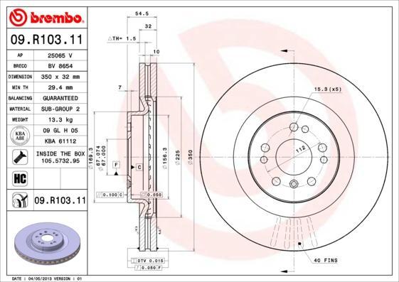 AP 25065 V тормозной диск на MERCEDES-BENZ M-CLASS (W164)