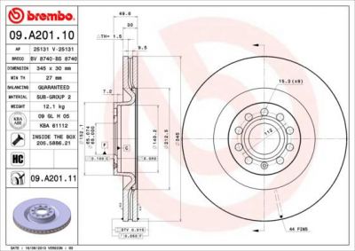 AP 25131 V тормозной диск на AUDI A3 (8P1)