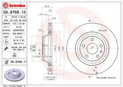 AP 25148V диск тормозной (изготовитель Brembo, Italy)