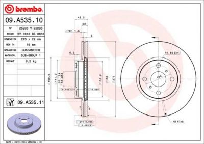AP 25238 V тормозной диск на TOYOTA YARIS (NHP13_, NSP13_, NCP13_, KSP13_, NLP13_)