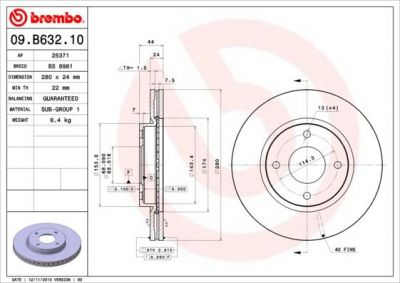 AP 25371 тормозной диск на NISSAN TIIDA Наклонная задняя часть (C11X)