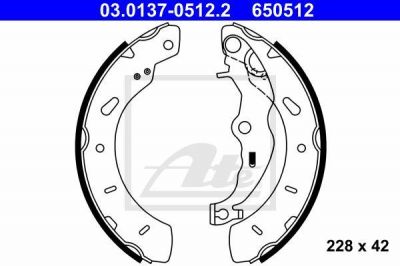 ATE 03.0137-0512.2 Колодки барабанные FORD Focus III/B-MAX 1.0…1.6L/1.6TDI 2012-> (1755477)