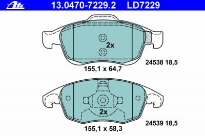 ATE 13-0470-7229-2 Колодки торм.пер. CERAMIC