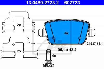 ATE 13.0460-2723.2 Колодки задние FORD S-Max 07->/VOLVO S60 10->/LAND ROVER 06-> (1682005)