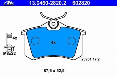 ATE 13.0460-2820.2 Колодки задние 15.0mm VAG / Renault / Peugeot (8E0698451L)