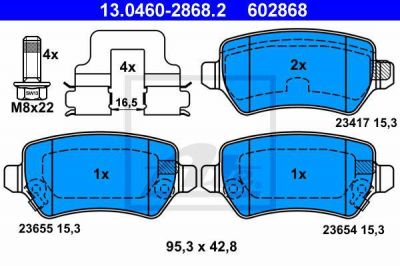 ATE 13.0460-2868.2 Колодки задние OPEL Astra G/H Meriva Zafira (1605086)