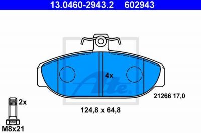 ATE 13.0460-2943.2 комплект тормозных колодок, дисковый тормоз на VOLVO 740 Kombi (745)