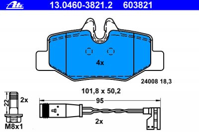 ATE 13.0460-3821.2 Колодки задние MB Viano (W639) all 05->
