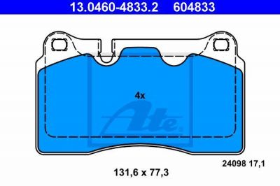 ATE 13.0460-4833.2 Колодки передние PORSCHE Cayenne/VW Touareg